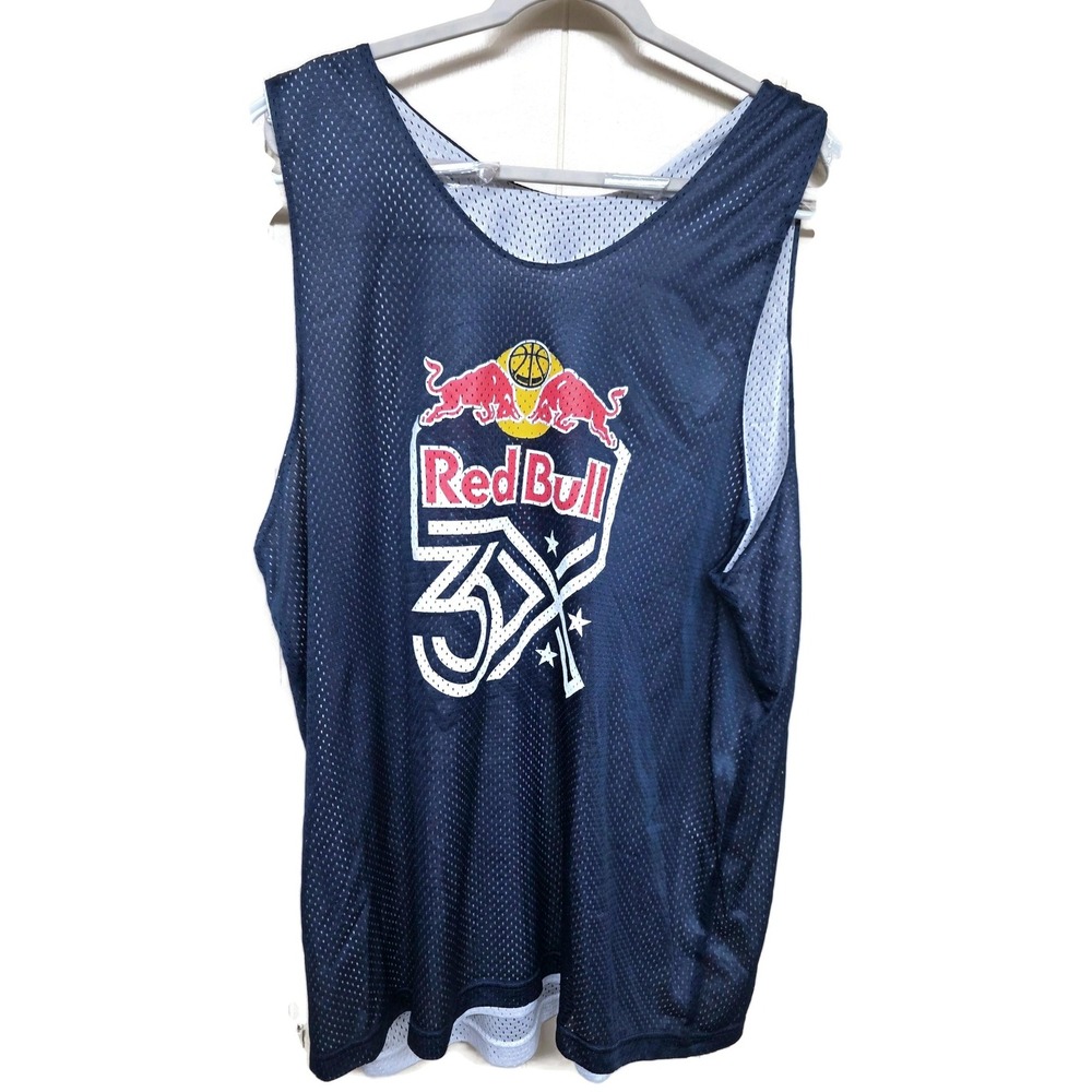 Red Bull 3X Basketball Jersey Mens 2XL Blue White Reversible Mesh Graphic Tank